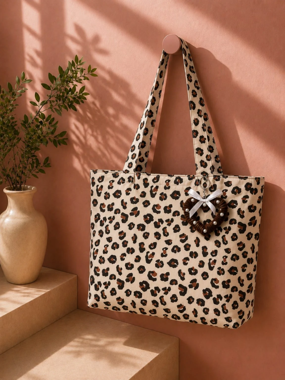 Leopard: classic leopard print with a dark heart charm